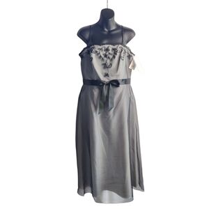 David's Bridal’s Overlay Beaded Embroidered Cocktail Dress Prom Size 12 NWT